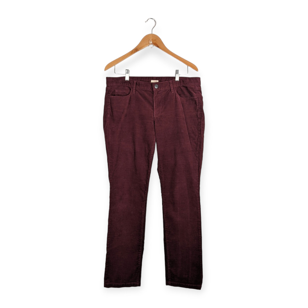 J. Crew Women's Burgundy Matchstick Stretch Corduroy Pants Size‎ 32 Regular